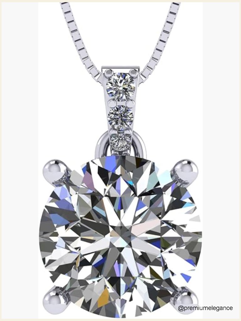 Round Solitaire Simulated Diamond Necklace 4 Ct Sterling Silver